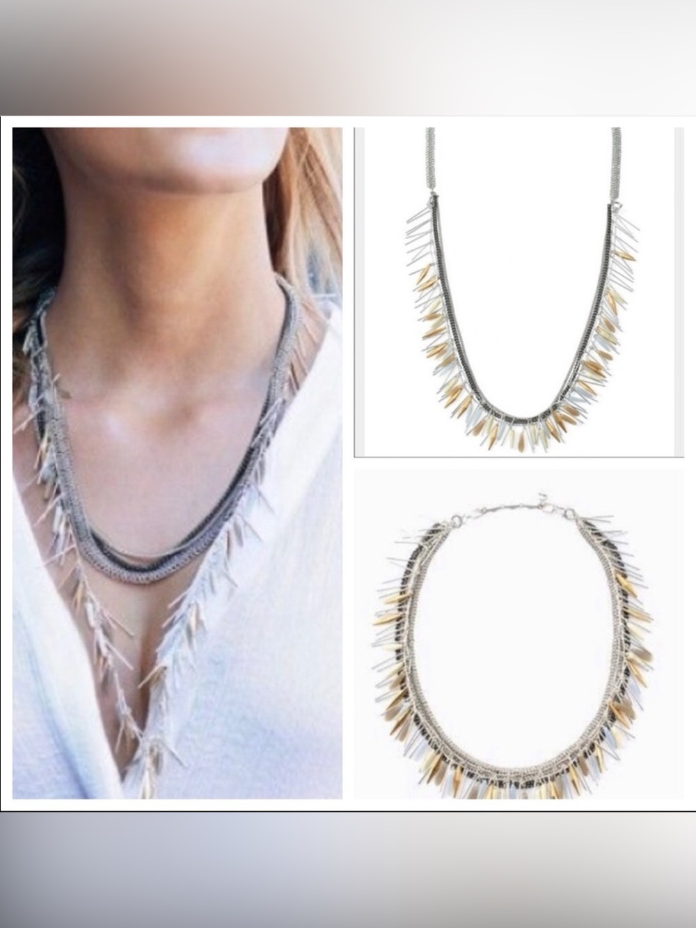 Stella & Dot Two-Tone Multi-Strand Fringe Necklace NWOT